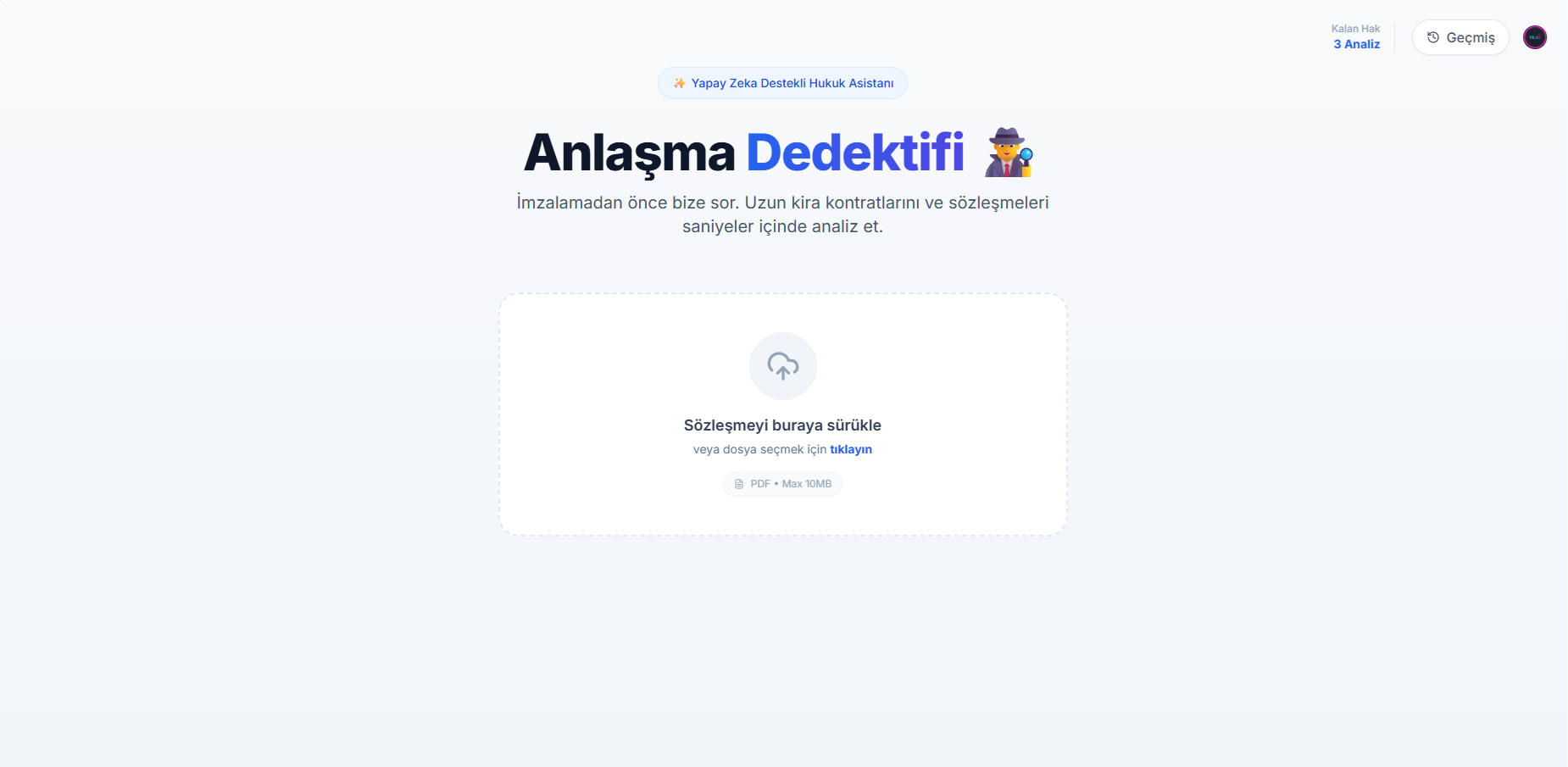 Anlaşma Dedektifi Arayüz